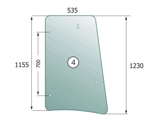Side glass JCB 3CX, JCB 4CX, RH/LH