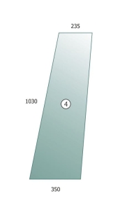 Door upper glass, Case 580