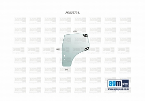 Door glass LH New Holland TS, T, Case Puma, MXU, Maxxum, Steyr Profi
