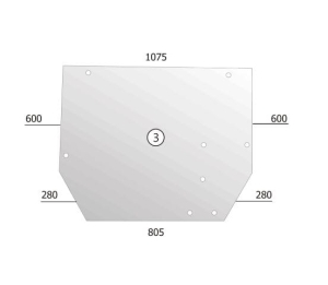 Rear glass John Deere cab MC1, CC2