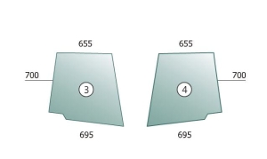 Upper door glass Case IH, New Holand RH/LH